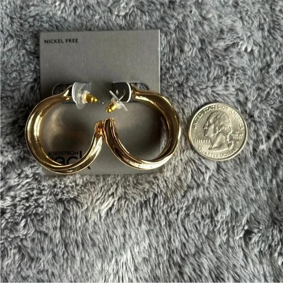 NORDSTROM RACK Wide Ripple Hoop Earrings - Set of 2 pair - Gold and Silver - NWT - Picture 9 of 9